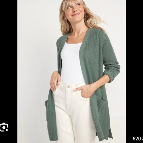 Old Navy Shaker Stitch Long Line Open Front Cardigan in Norfolk Pine size XL - Picture 1 of 6